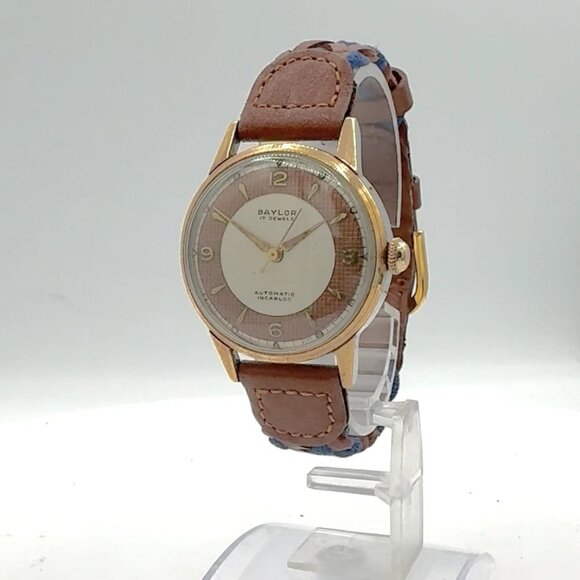 Vintage 32mm Baylor Copper Dial Men's Automatic Wristwatch AS 1361 Swiss Steel